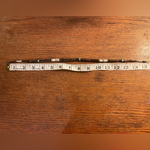 Vintage turquoise, abalone and brown beaded necklace - Picture 2 of 2